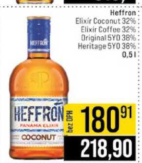 Heffron Elixir Coconut 32% Elixir Coffee 32% Original 5YO 38% Heritage 5YO 38% 0.5l