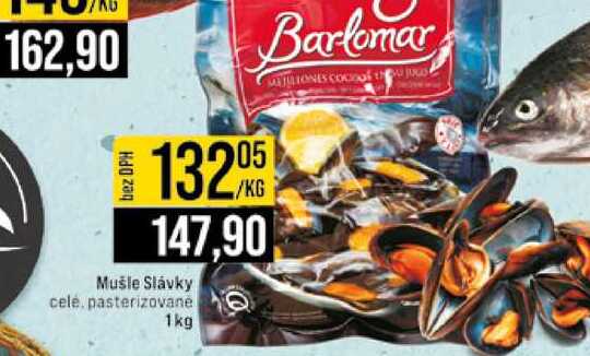 Mušle Slávky cele. pasterizovane 1kg 