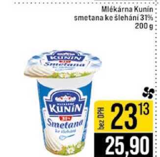 Mlékárna Kunín smetana ke šlehání 31% 200g