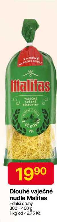 Malitas Dlouhé vaječné nudle 300g