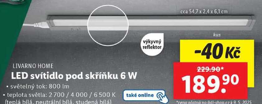 LED svítidlo pod skříňku 6 W 