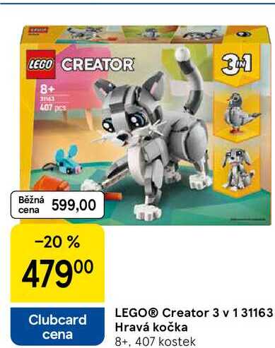 LEGO® Creator 3 v 1 31163 Hravá kočka 8+, 407 kostek 