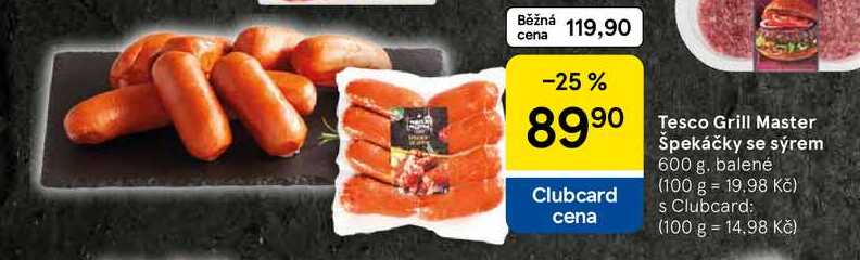 Tesco Grill Master Špekáčky se sýrem, 600 g 