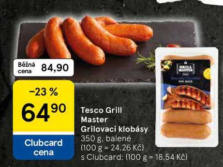 Tesco Grill Master Grilovací klobásy, 350 g 