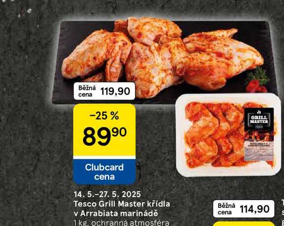 Tesco Grill Master křídla v Arrabiata marinádě, 1 kg 