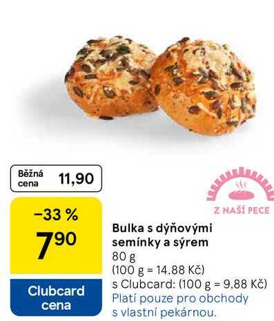 Bulka s dýňovými semínky a sýrem, 80 g  