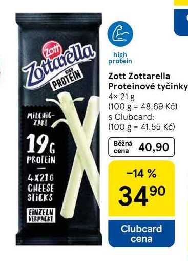 Zott Zottarella Proteinové tyčinky, 4× 21 g 