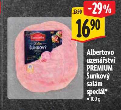 Albertovo uzenářství PREMIUM Šunkový salám speciál, 100 g