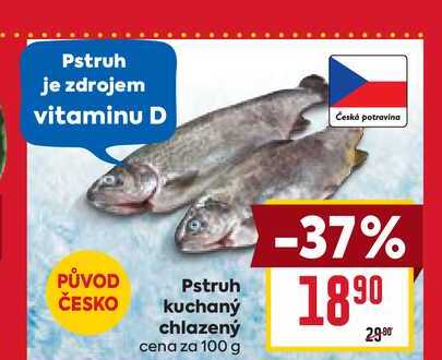 Pstruh kuchaný chlazený cena za 100g