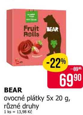 BEAR ovocné plátky 5x 20 g, různé druhy