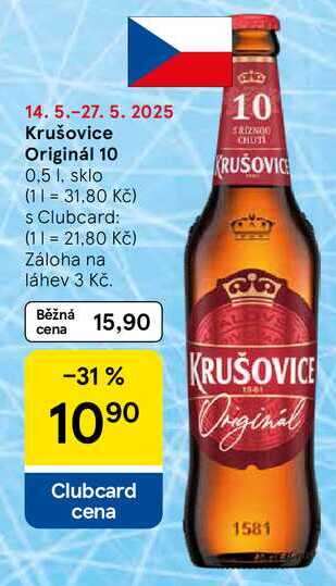 Krušovice Originál 10, 0,5 l, sklo  