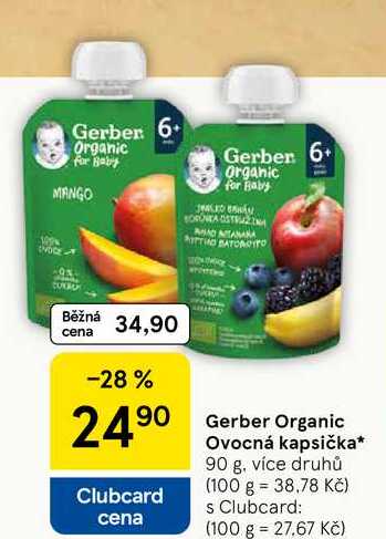 Gerber Organic Ovocná kapsička, 90 g, více druhů  