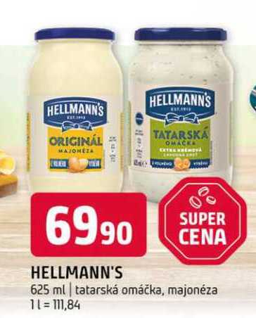 Hellmann's tatarská omáčka, majonéza 625ml, vybrané druhy