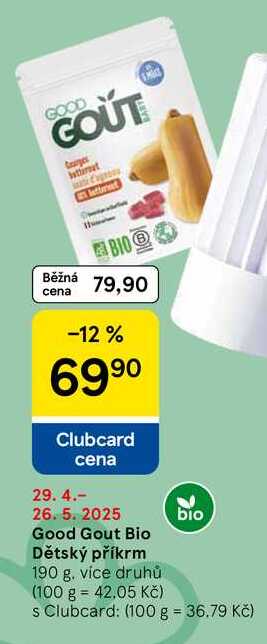 Good Gout Bio Dětský příkrm, 190 g 