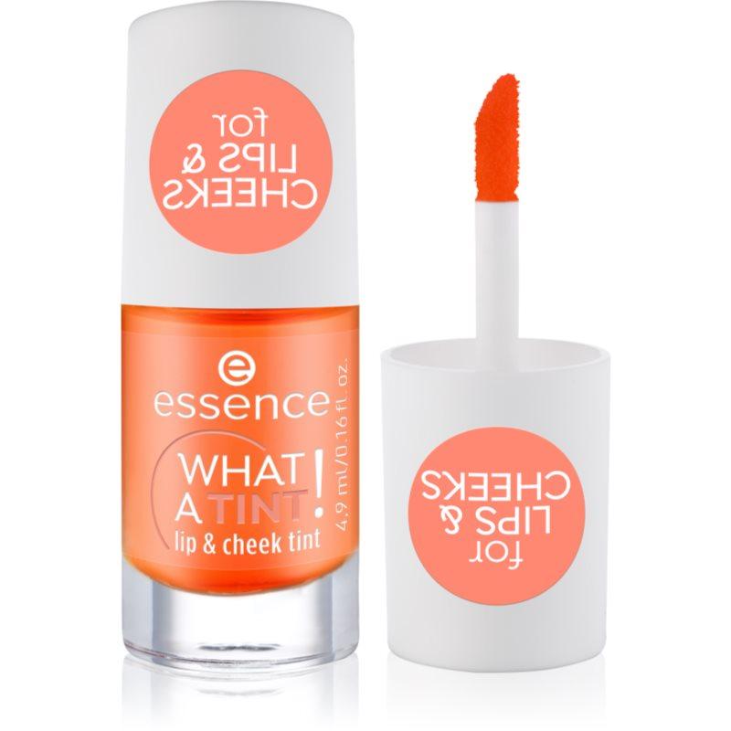 essence WHAT A TINT! tekutá tvářenka a lesk na rty odstín 03 Peachy Vibes 4.9 ml