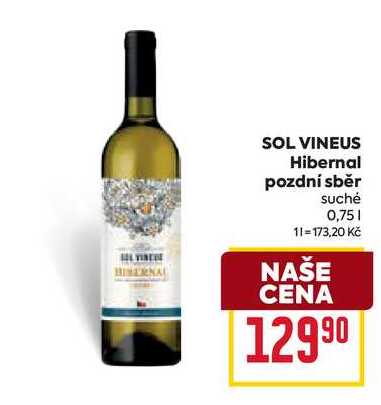SOL VINEUS Hibernal pozdní sběr suché 0,75l