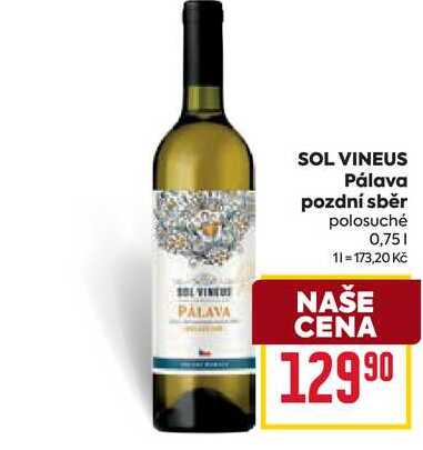 SOL VINEUS Pálava pozdní sběr polosuché 0,75l