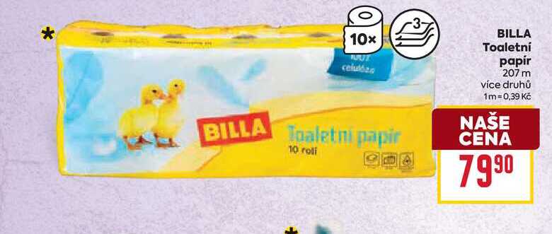 BILLA Toaletní papír 207 m 