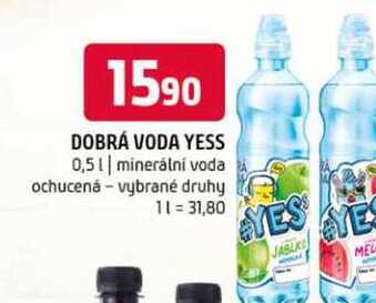 Dobrá voda yess 0,5l minerální voda ochucená vybrané druhy 