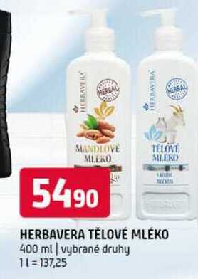 Herbavera tělové mléko 400g