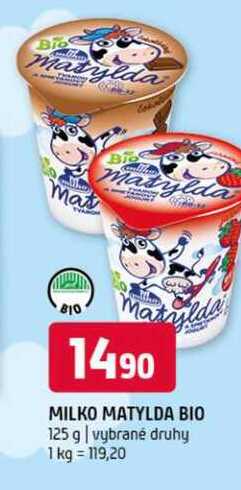Milko Matylda Bio tvaroh s jogurtem 125g, vybrané druhy
