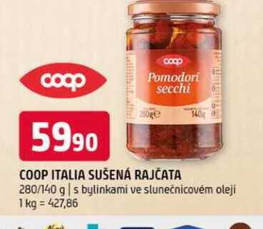 Coop italia sušená rajčata 280/140 g s bylinkami ve slunečnicovém oleji