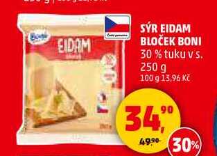 SÝR EIDAM BLOČEK BONI 30% tuku v s., 250 g 