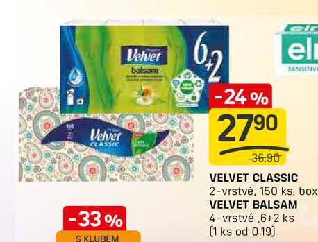 VELVET CLASSIC 2-vrstvé, 150 ks