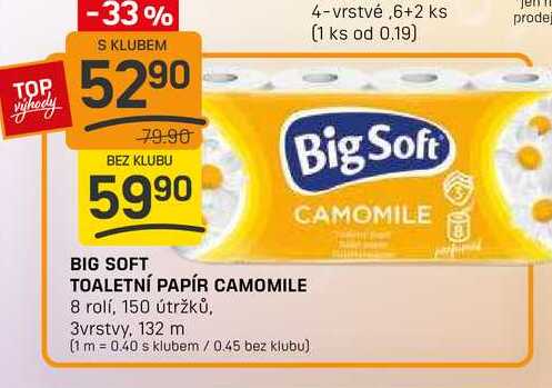 Big Soft CAMOMILE TOALETNÍ PAPÍR CAMOMILE 8 rolí