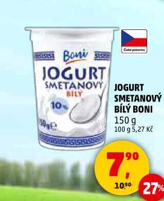 JOGURT BILY SMETANOVÝ BONI, 150 g 