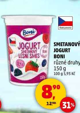 SMETANOVÝ JOGURT BONI různé druhy, 150 g 