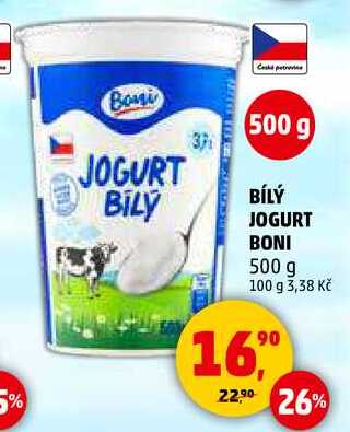 BÍLÝ JOGURT BONI, 500 g 