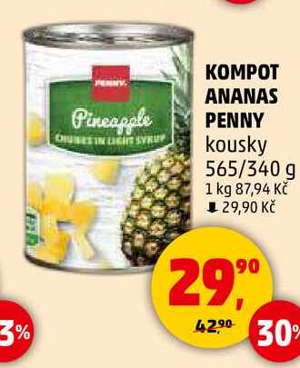 KOMPOT ANANAS PENNY kousky, 565/340 g
