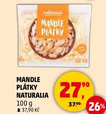 MANDLE PLÁTKY NATURALIA, 100 g 