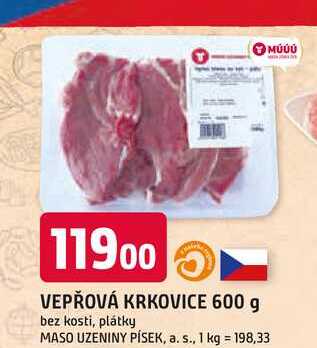 VEPŘOVÁ KRKOVICE 600 g bez kosti, plátky 