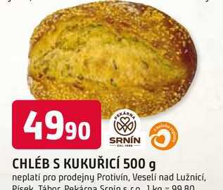 SRNIN CHLÉB S KUKUŘICÍ 500 g