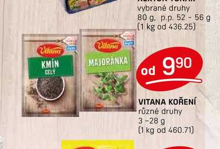 VITANA KOŘENÍ různé druhy 3-28 g