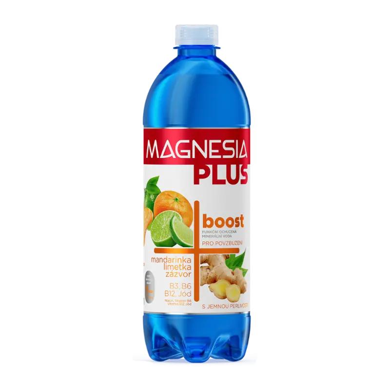 Magnesia Ochucená sycená minerální voda Boost s příchutí mandarinky, limetky a zázvoru, 700 ml