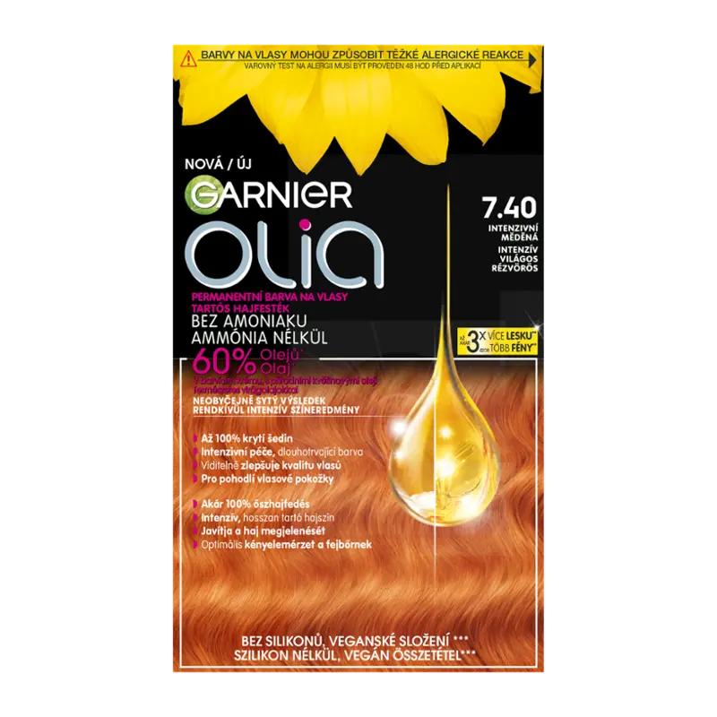 Garnier Permanentní barva na vlasy Olia bez amoniaku 7.40 intenzivní měděná, 1 ks
