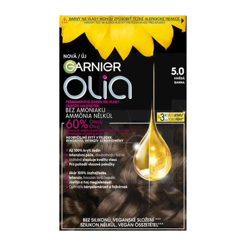 Garnier Permanentní barva na vlasy Olia bez amoniaku 5.0 hnědá, 1 ks