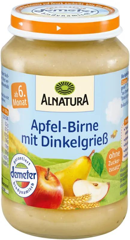 Alnatura BIO Ovocný příkrm jablko, hruška a špaldová krupice, 190 g