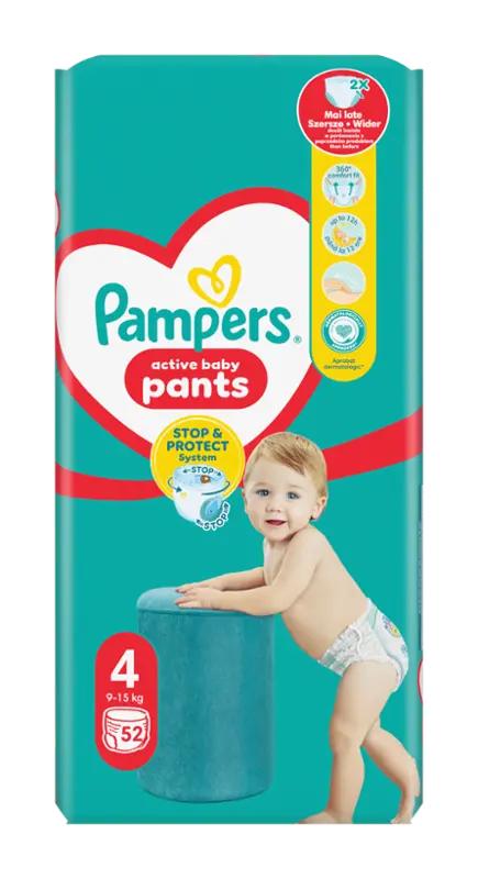 Pampers Plenkové kalhotky 9 - 15 kg, vel. 4, 52 ks