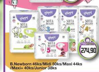BELLA Happy dětské pleny B.Newborn 46ks/Midi 50ks/Maxi 44ks /Maxi+ 40ks/Junior 38ks 
