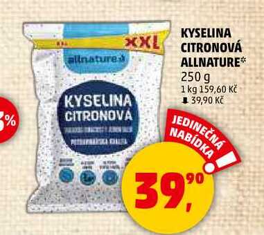 KYSELINA CITRONOVA ALLNATURE, 250 g 