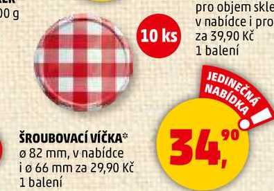 ŠROUBOVACÍ VÍČKA 082 mm, 10 ks v balení