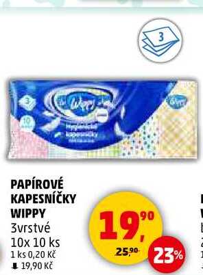 PAPÍROVÉ KAPESNÍČKY WIPPY 3vrstvé, 10x 10 ks  
