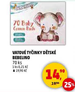 VATOVÉ TYČINKY DĚTSKÉ BEBELINO, 70 ks 