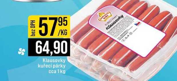 Klausovky kuřecí párky cca 1kg