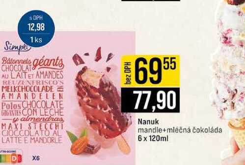 Nanuk mandle+mléčná čokoláda 6 x 120ml 