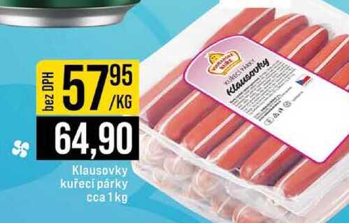 Klausovky kuřecí párky cca 1kg 